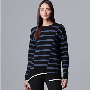 Simply Vera XL Asymmetric Stripe Pullover Sweater
